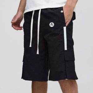 Baggy Long Length Nylon Cargo Shorts