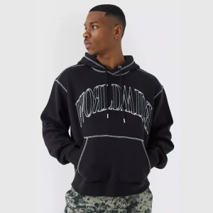 Oversized Worldwide Contrast Stitch Hoodie
