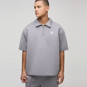 Oversized Short Sleeve Bonded Scuba Polo