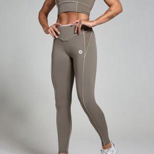 Contrast Texture Leggings – Espresso