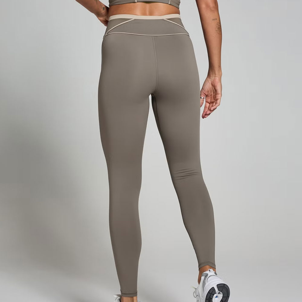 Contrast Texture Leggings - Espresso - Image 2