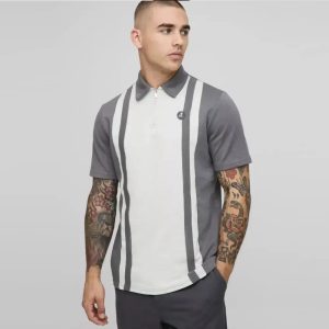 Slim Panelled Zip Neck Interlock Polo