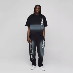 Oversized Man Washed T-Shirt & Jogger Long Set